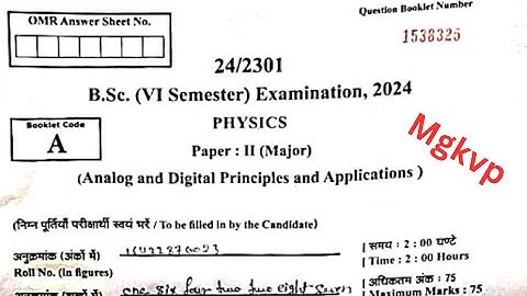 Bsc 6th Semester Physics Paper 2 Mgkvp Analog and Digital Principles and Applications