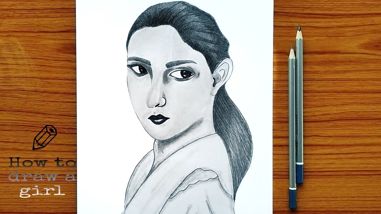 How to draw a girl/Pencil sketch/Step by step!! - YouTube