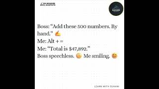 Alt + = : AutoSum 500 Numbers in 1 Second 🔥 #excel #autosum #exceltips #shorts