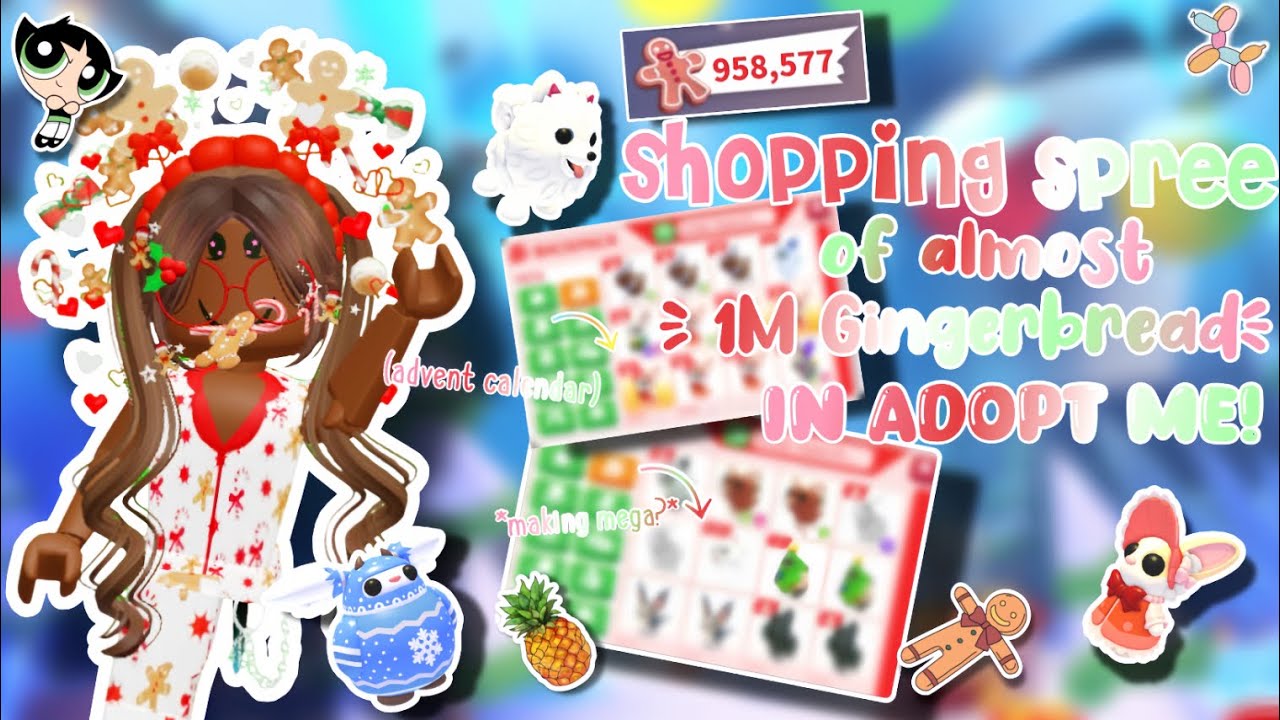 🎄❄️SPENDING ALMOST 1M GINGERBREAD IN ADOPT ME!!🎁 (watch till the end to see what I bought)🍪🥛