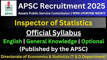 APSC Inspector of Statistics: Official Syllabus
