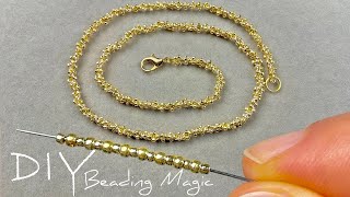 Easy Seed Bead Necklace: Beaded Rope Necklace Tutorial | Seed Bead Jewelry Making Tutorials