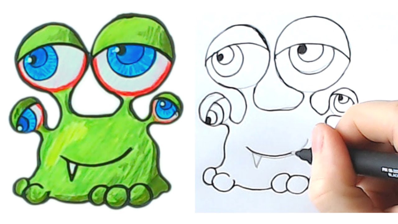 COMO DESENHAR UM MONSTRINHO FOFINHO - DESENHAR MONSTRINHO BONZINHO ...