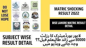 10TH CLASS RESULT 2022| BISE LAHORE MATRIC RESULT| SHOCKING 10TH CLASS RESULT| MATRIC RESULT DETAIL
