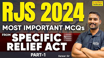 RJS 2024 : MCQs from Specific Relief Act | Part-1 | SRA | Rajasthan Judicial Services