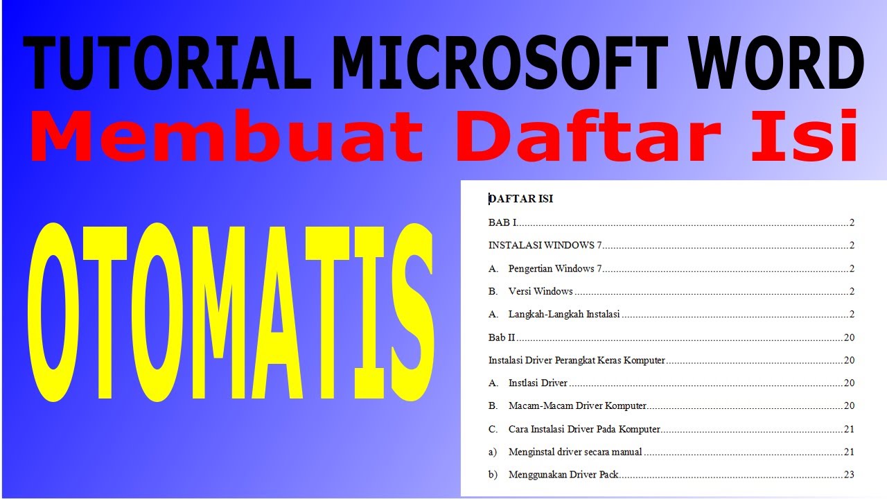 Cara Membuat Daftar Isi Otomatis pada Microsoft Word
