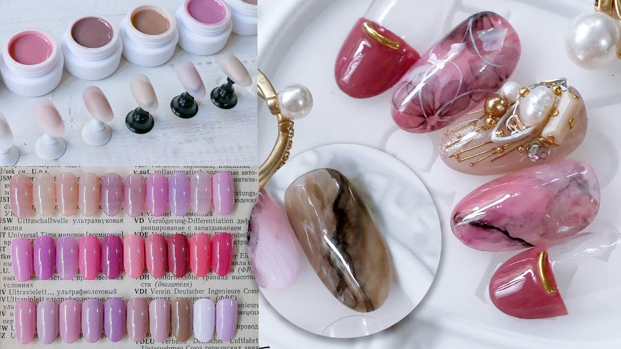 Finecolor 心願膠使用心得壓克力顏料薄霧花卉及快速石紋~ginanail | 美甲教學|Nailart|ネイル|네일