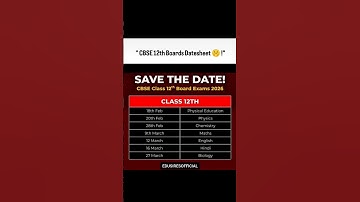 🚨 CBSE Class 12th Board Exam 2026 Datesheet is OUT! 📅✨ #cbsenotes #topperlearning #testpapers