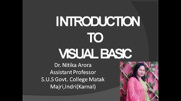 INTRODUCTION TO MICROSOFT VISUAL BASIC 6.0| VB 6.0