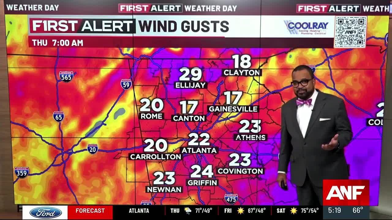 FIRST ALERT WEATHER DAY: Windy, scattered rain in north Georgia - YouTube