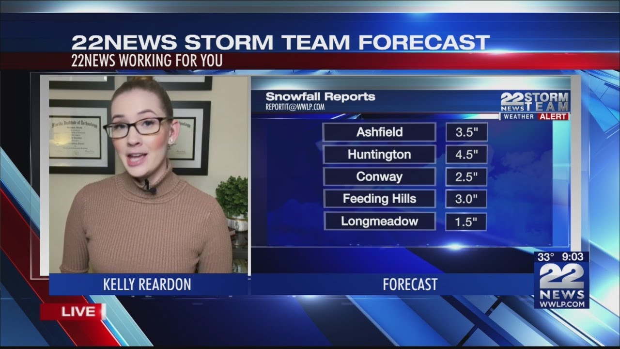 Saturday's snowfall reports across western Massachusetts