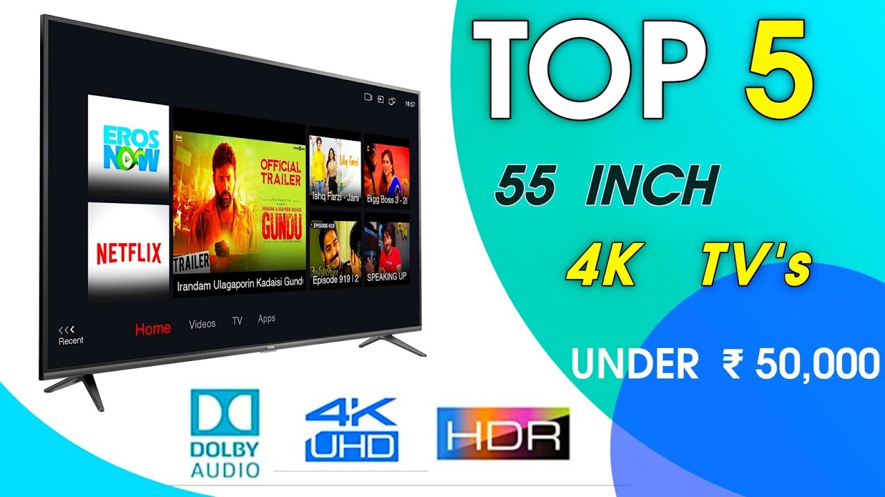 Top 5 55 inch 4K TVs Under Rs 50,000 Best 5 55 inch 4K TVs in India
