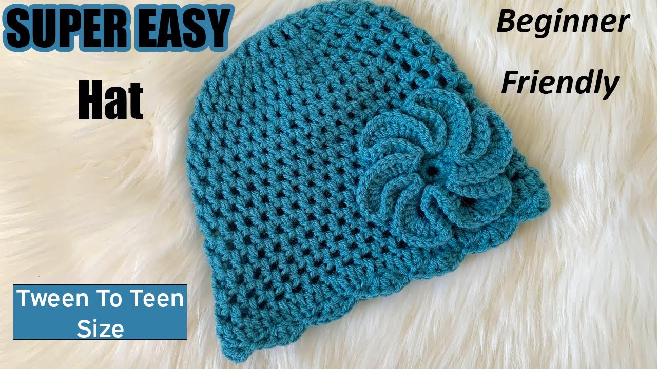 How To Crochet a Beanie Hat (tween to teen Size)