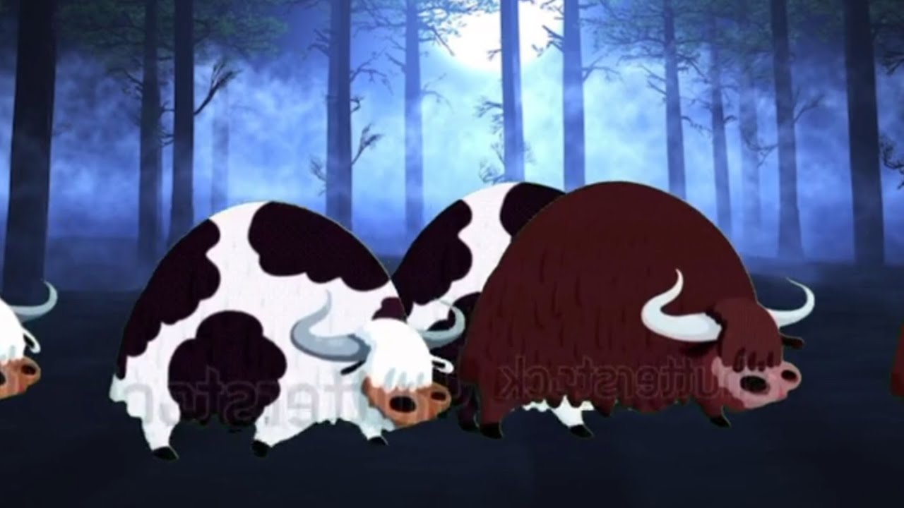 Cartoon Cow stampede darkforest l animals running l animal race
