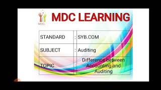 S. Y. B. Com. l Difference between accounting and auditing l Auditing