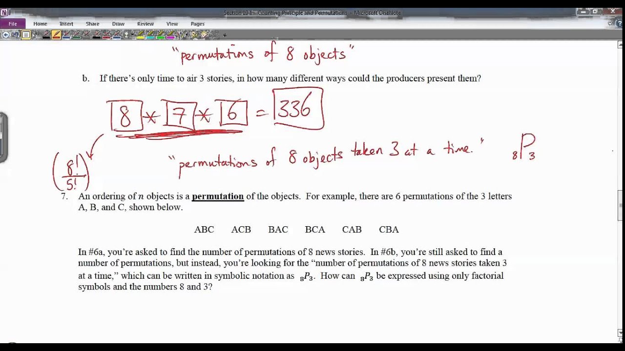 Alg 2 - Ch 10 Notes - Counting and Permutations - YouTube