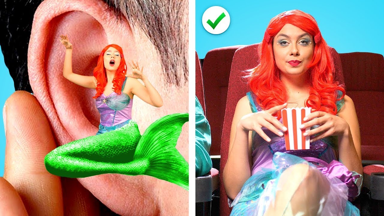 Sneak Disney Princess Into Movie Theater! Funny Ways To Sneak Food & Cinema Pranks