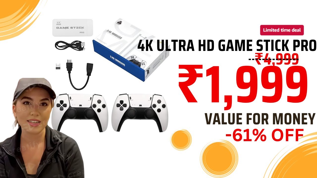 4K Ultra HD Game Stick Pro with 2 Wireless Controllers, 2.4G Gaming ...