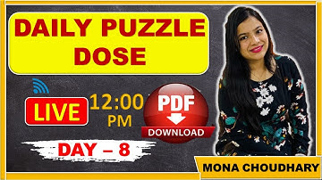 🔴🎥Daily Puzzle Dose 12 PM || BY MONA CHOUDHARY MAM || ALL CONCEPTS CLEAR || SBI CLERK 2021