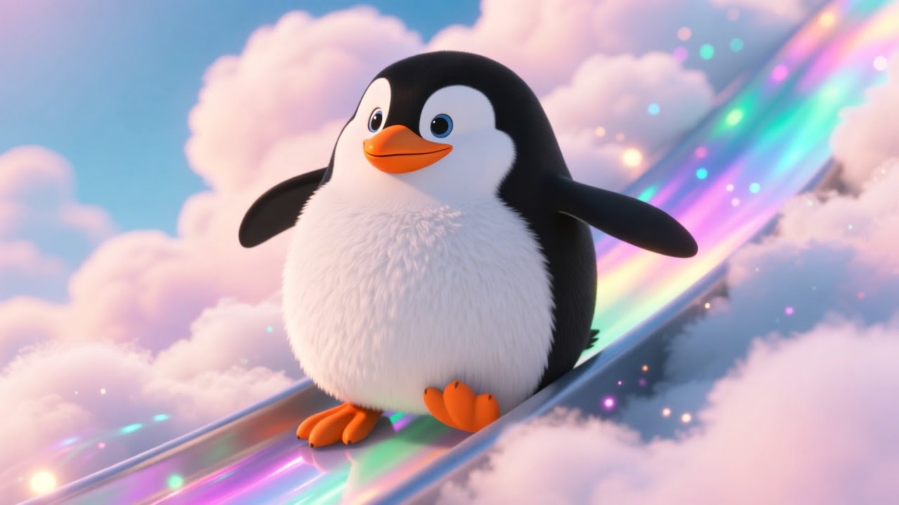 Penguin Jumps on Cloudy Slide 🐧☁️ Fun Winter Song for Kids