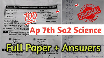 💯real Ap 7th class science CBA-3 Sa-2 full question paper 2024|7th class Sa2 science answer key 2024