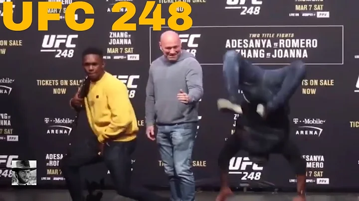 UFC’s 42 yr old Yoel Romero does a backflip during Israel Adesanya face off | UFC 248 Presser