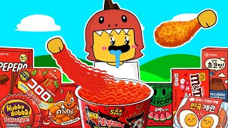 Dino Kid Convenience Store RED Food Mukbang | 99 Nights in the Forest Animation