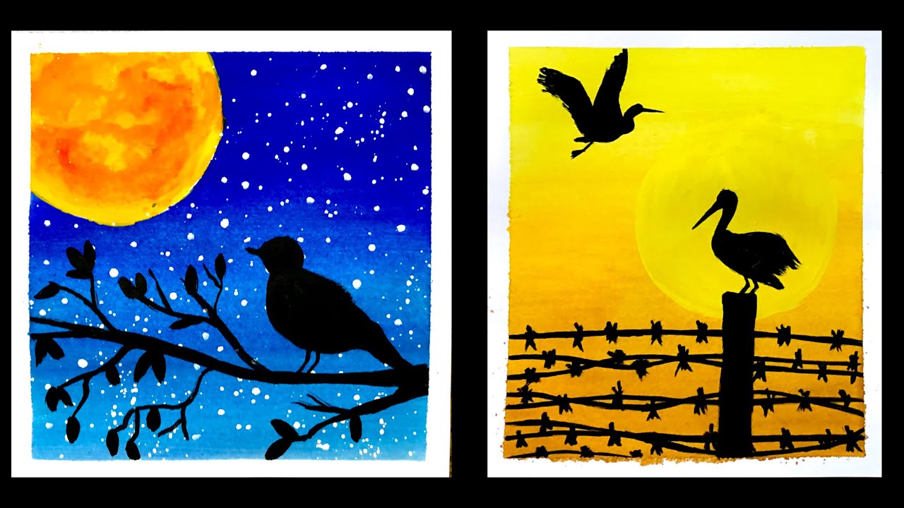 6 Easy Bird Painting Ideas for Beginners | Poster Colour Painting ...