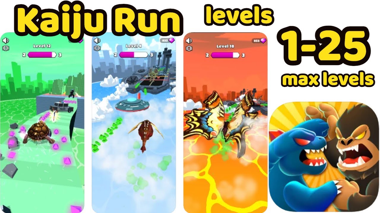 Kaiju Run Game All Levels 1-25 Gameplay Walkthrough Max Levels Game Review Complete  (Android, iOS)