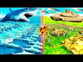 MEGALODONES GIGANTES VS TANQUES Y HUMANOS | BEAST BATTLE SIMULATOR