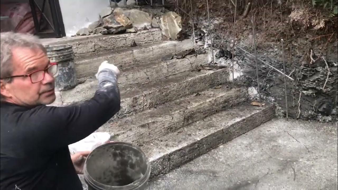 How to carve cement to look like limestone stairs YouTube