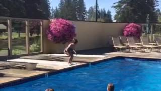 Ruby jumping in pool
