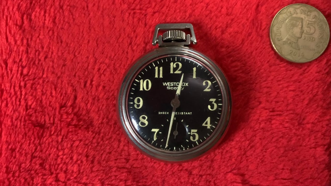 Westclox Scotty c1970s / Pocket Watch Movement / Dollar Watch / Black