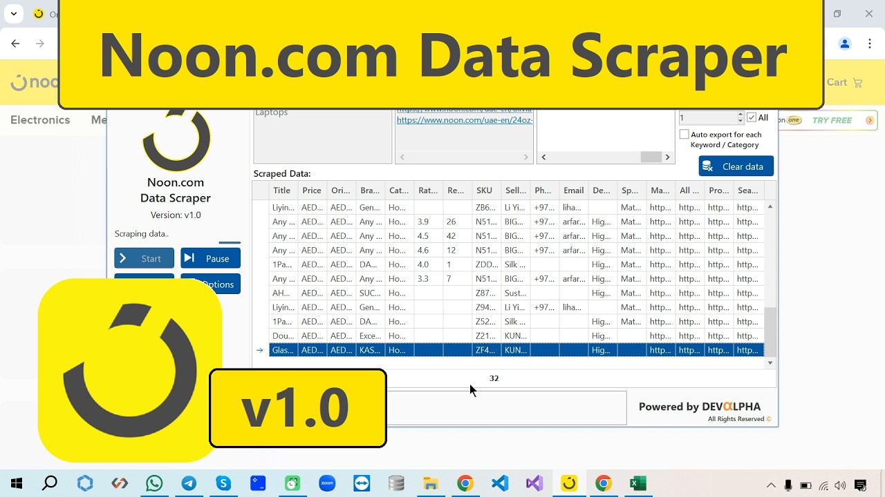 Noon.com Data Scraper | Extract Product Title, Prices, SKU, Images & much More | DevAlpha