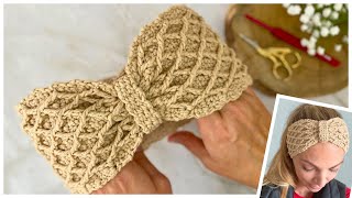 Diamond Stitch Crochet Headband/DIY accessories/TUTORIAL