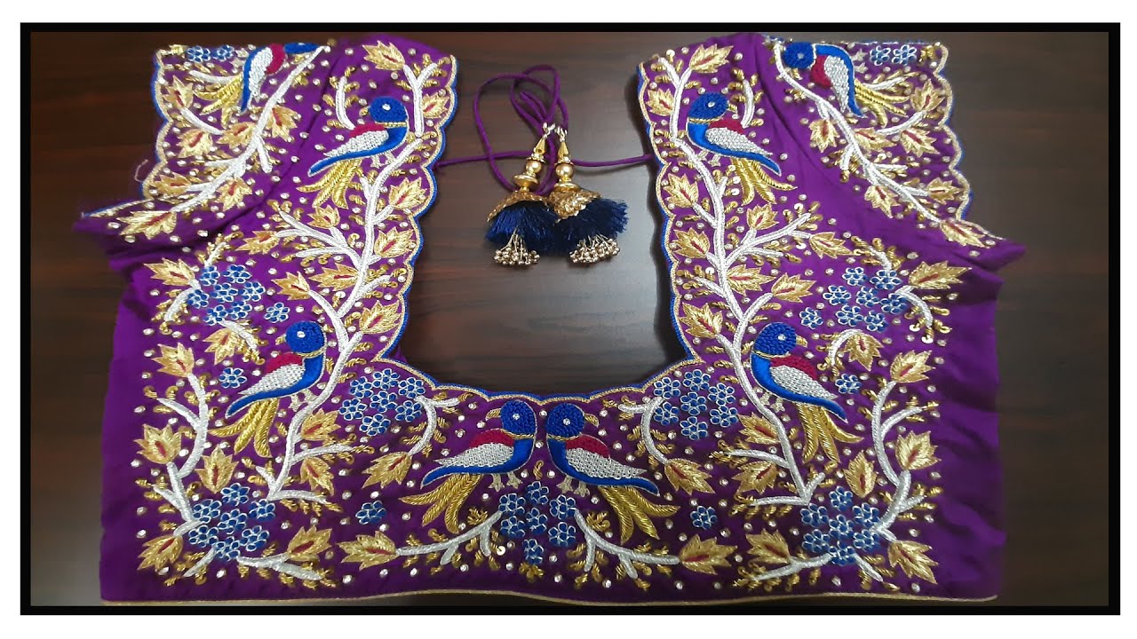 parrot design maggam work blouse