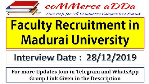 Walk-in Interview for faculty Position in Madurai University