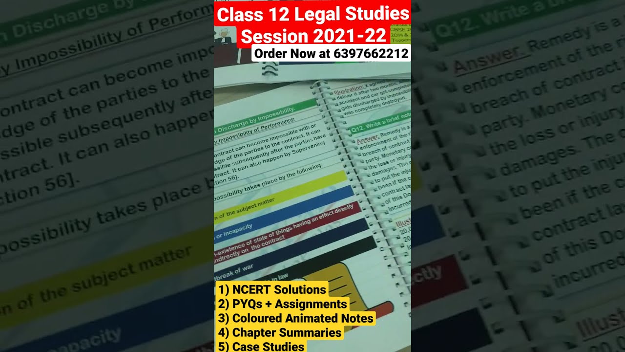 Class 12 Legal Studies Notes are out💥| Session 2021-22 | NCERT Solution Order Now 6397662212 