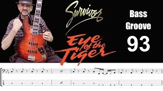 EYE OF THE TIGER (Survivor) How to Play Bass Groove Cover with Score & Tab Lesson chords