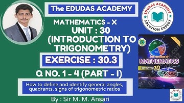 Grade 10 | Maths | Unit 30 | Introduction to Trigonometry | Exercise 30.3 | Part - I  (Q No. 1 - 4)