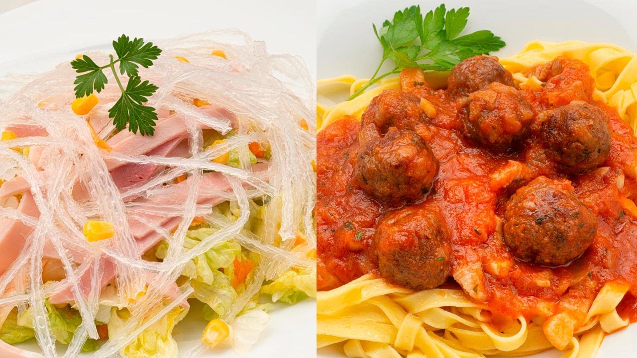 Ensalada china - Tallarines con albóndigas de ternera y queso - Cocina Abierta de Karlos Arguiñano