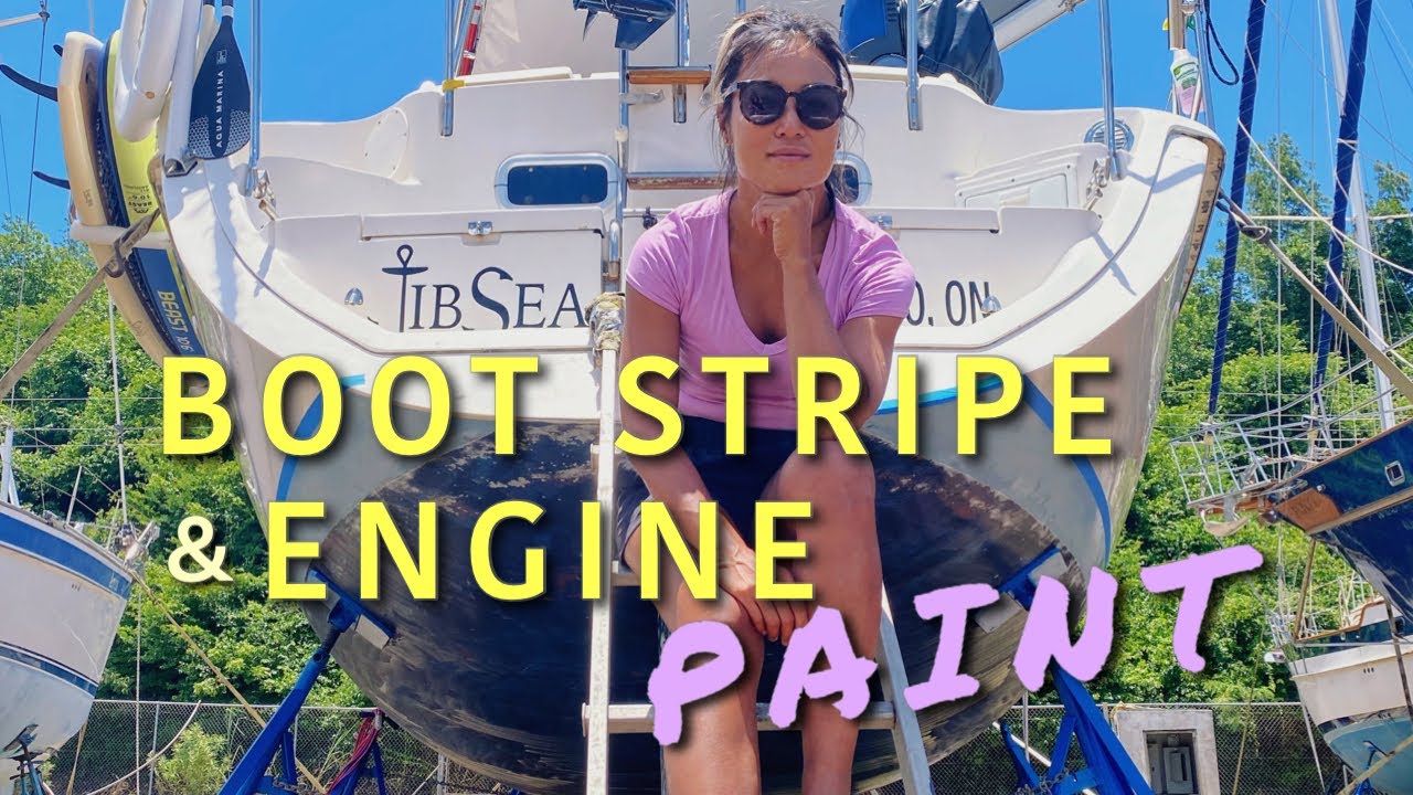 PAINT MATCH FAIL – Painting a New Boot Stripe, Painting Yanmar Diesel Engine & Splash Delay –  Ep 52