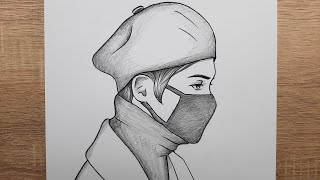 Şapka Ve Maske Takan Yakışıklı Erkek Portre Resmi Adım Adım Nasıl Çizilir Kolay Yöntem Karakalem
