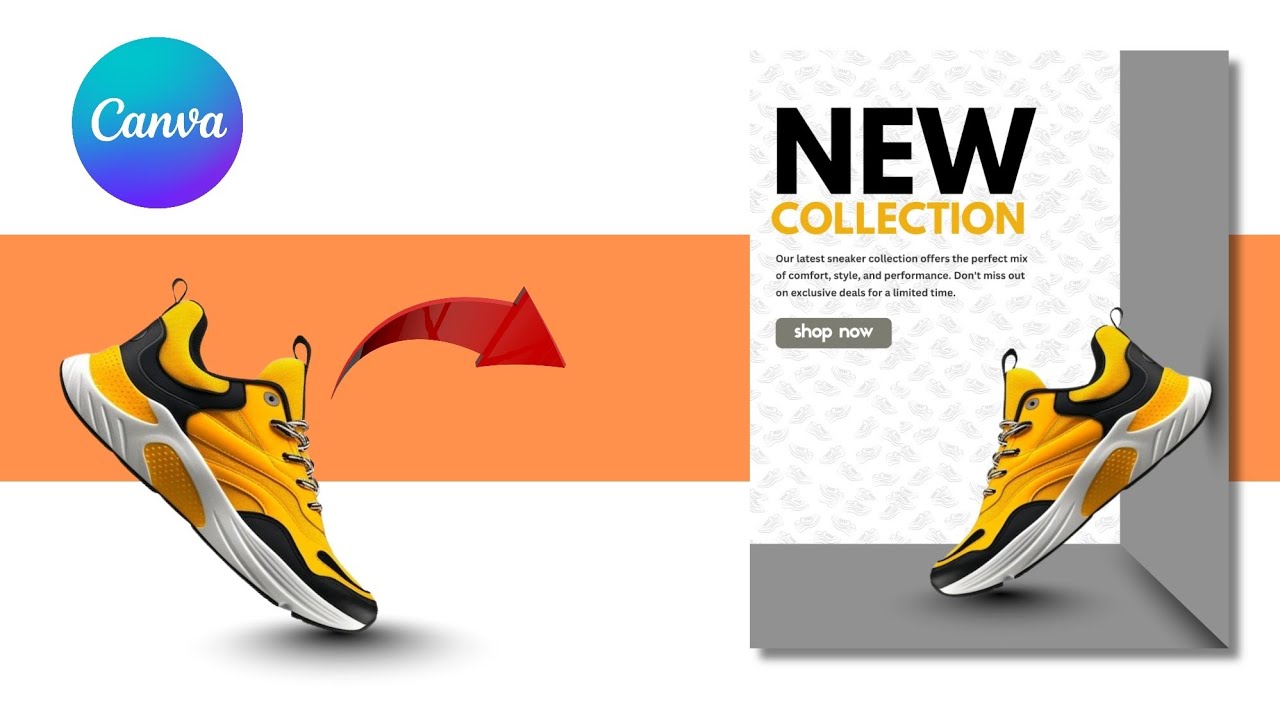 Shoes Advertising Poster Design in Canva | Social Media ad design ...