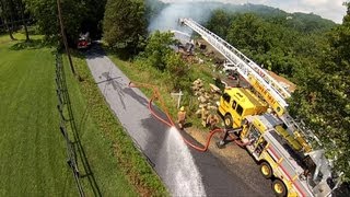 Aerial video of 2nd Alarm barn fire in North Whitehall, PA | DJI Phantom GoPro Hero3