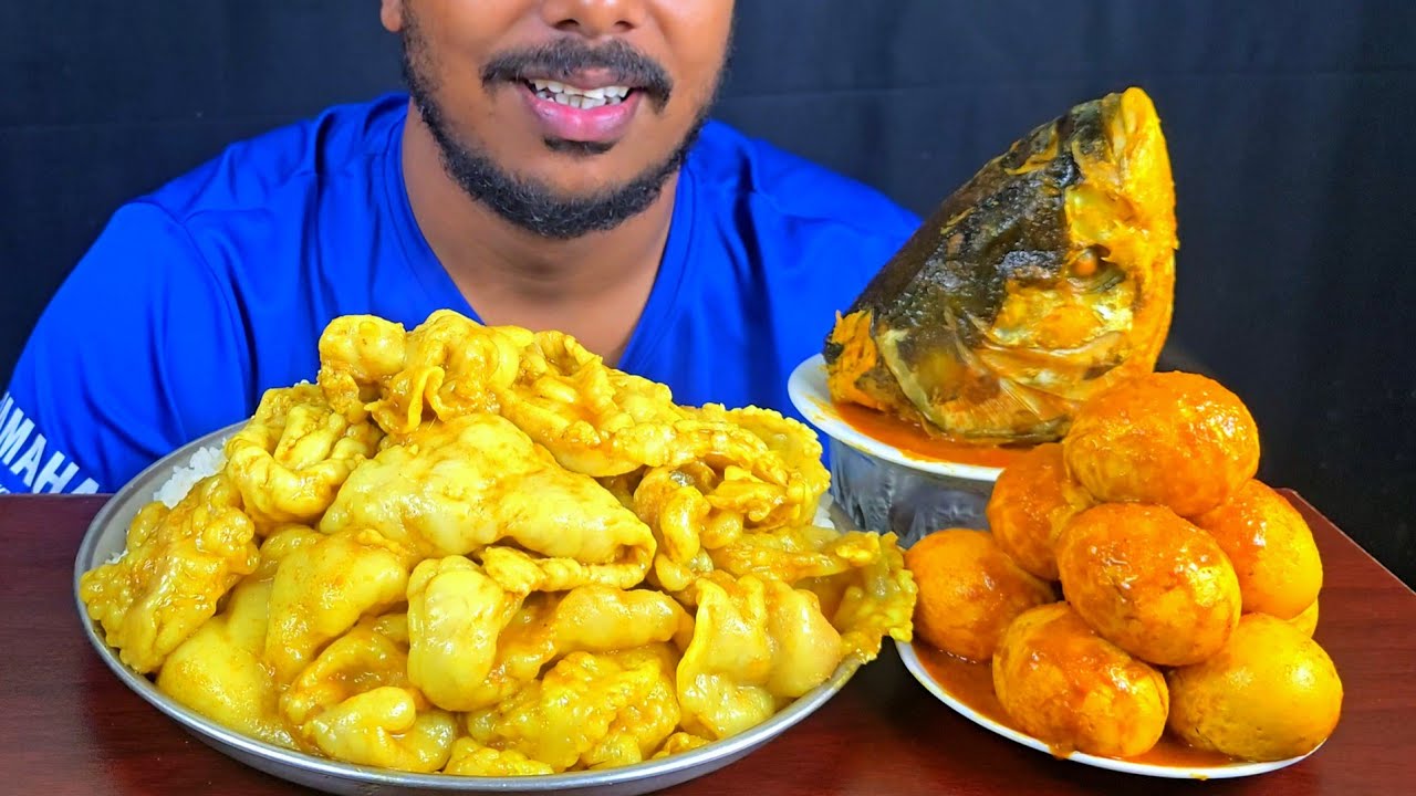 Eating Most Oily Mutton Fat Curry,Big Fish Head Curry,Egg With Rice || Real Asmr Mukbong Show