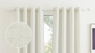 Natural Linen Curtains 63-inch Length Rustic Grommet Top Linen Blend Semi Sheer Privacy