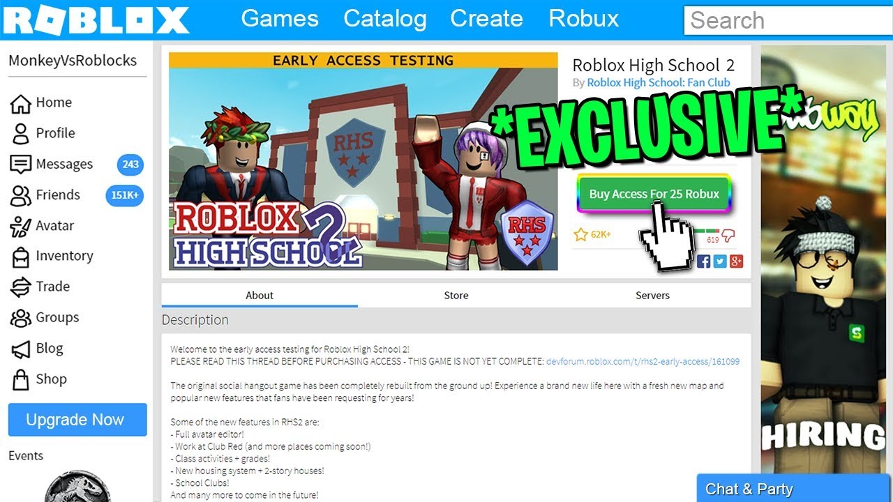 Buying Early Access To The New Roblox High School 2 Roblox Youtube - buy access for 25 robux