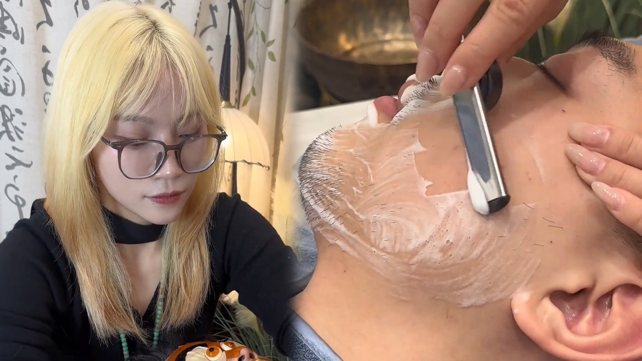 💈Facial cleaning！Lady Shaving！Removes dead skin！Skin care！#barber #barbershop 98