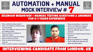 Automation + Manual Testing Interview for 0-1 Years - Automation Testing Mock Interview